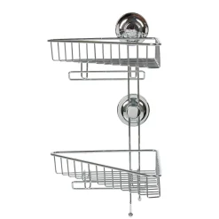 Étagère de douche 2 paniers d angle à ventouse gris < Gifi New