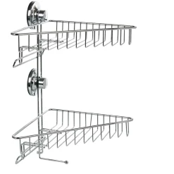 Étagère de douche 2 paniers d angle à ventouse gris < Gifi New
