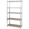 Étagère de garage à poser 5 niveaux en bois avec cadre en fer galvanisé 100x40xH180cm