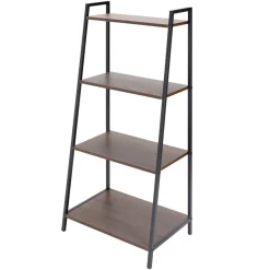 Étagère Luffi 4 niveaux métal noir et marron 43x30xH90cm