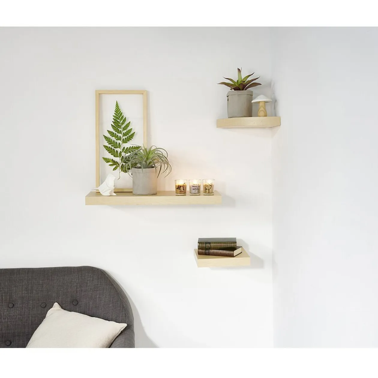 Étagère murale rectangulaire bois beige