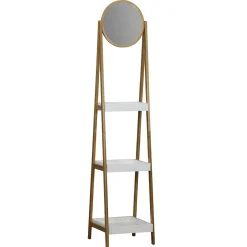 Étagère 3 niveaux avec miroir blanc