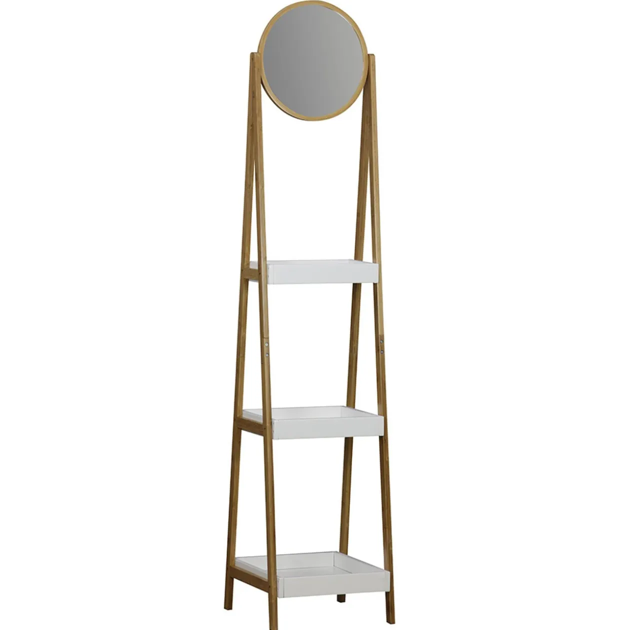 Étagère 3 niveaux avec miroir blanc