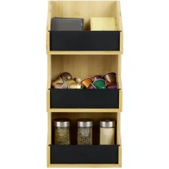 Étagère 3 niveaux bambou naturel 40x18xH13cm