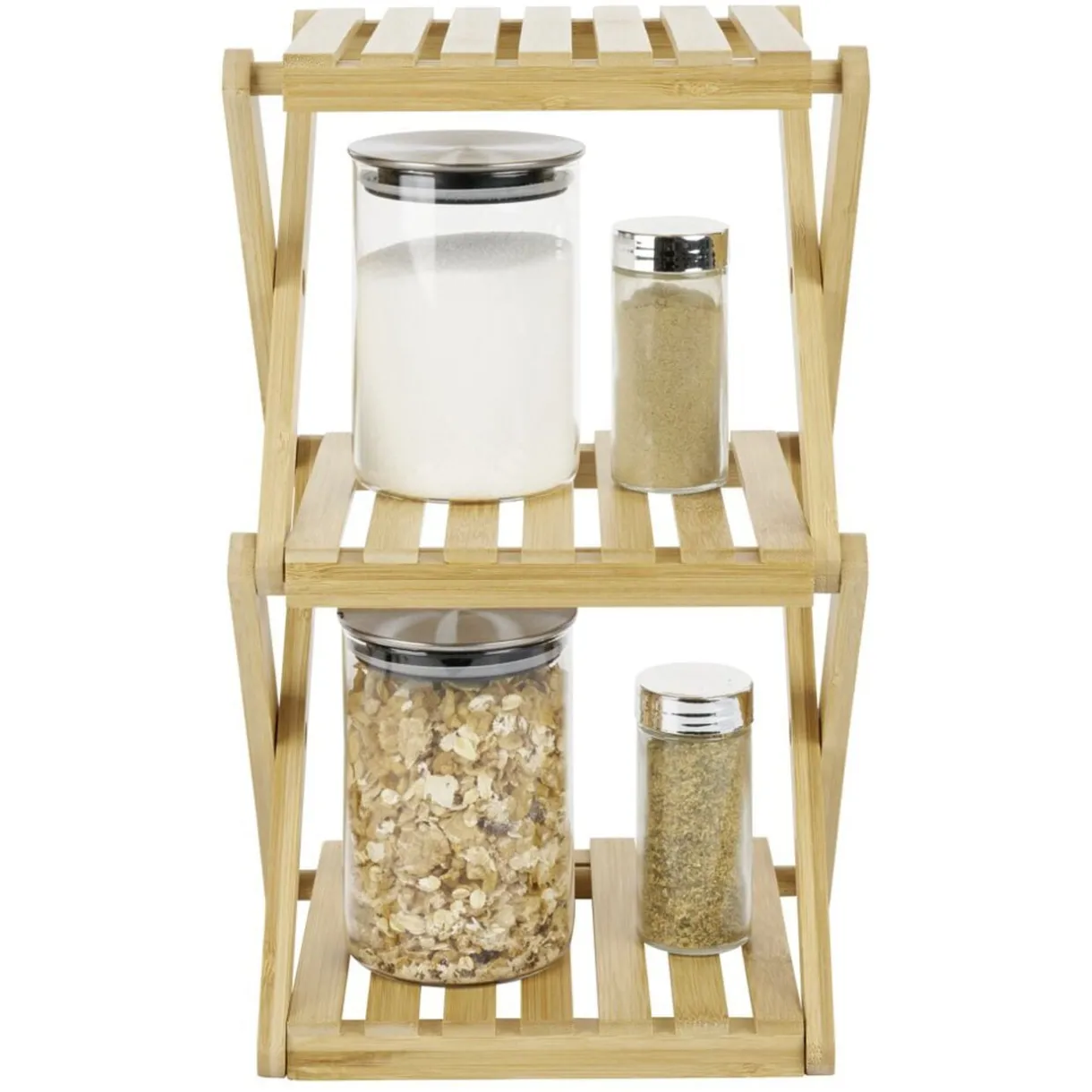 Étagère 3 niveaux pliable bambou naturel 22,1xH35,5x18,3cm < Gifi Online