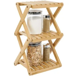 Étagère 3 niveaux pliable bambou naturel 22,1xH35,5x18,3cm < Gifi Online