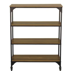 Étagère sur pieds Detroit métal bois noir et marron 80x35xH102,5 cm
