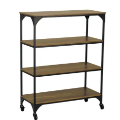 Étagère sur pieds Detroit métal bois noir et marron 80x35xH102,5 cm
