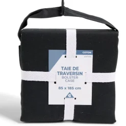 Taie de traversin 85x185cm 100% coton noir