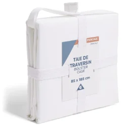 Taie de traversin 85x185cm 100% coton percale blanc < Gifi Online