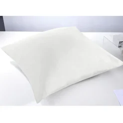 Taie d'oreiller carrée coton uni blanc x2 < Gifi