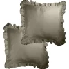 Taie d'oreiller carrée satinée unie à volants 63x63cm (3 modèles) < Gifi Online