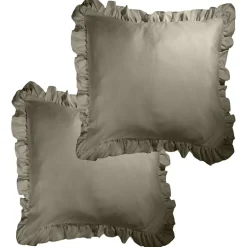 Taie d'oreiller carrée satinée unie à volants 63x63cm (3 modèles) < Gifi Online