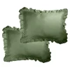 Taie d'oreiller rectangulaire satinée unie à volants 50x70cm (3 modèles) < Gifi New