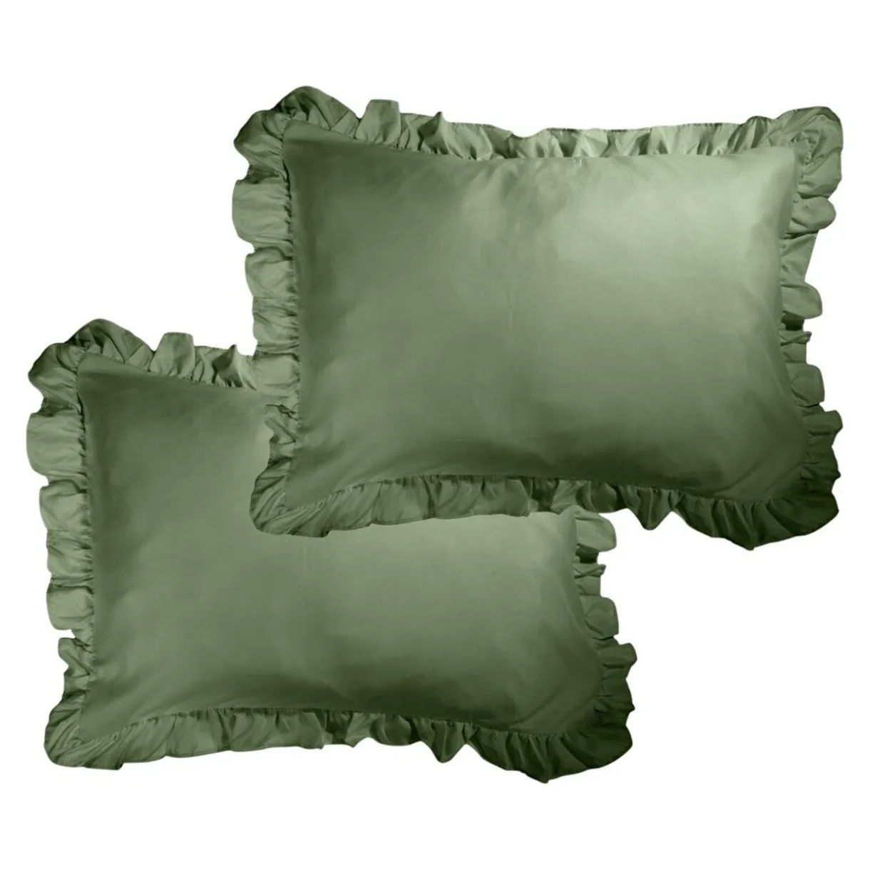 Taie d'oreiller rectangulaire satinée unie à volants 50x70cm (3 modèles) < Gifi New