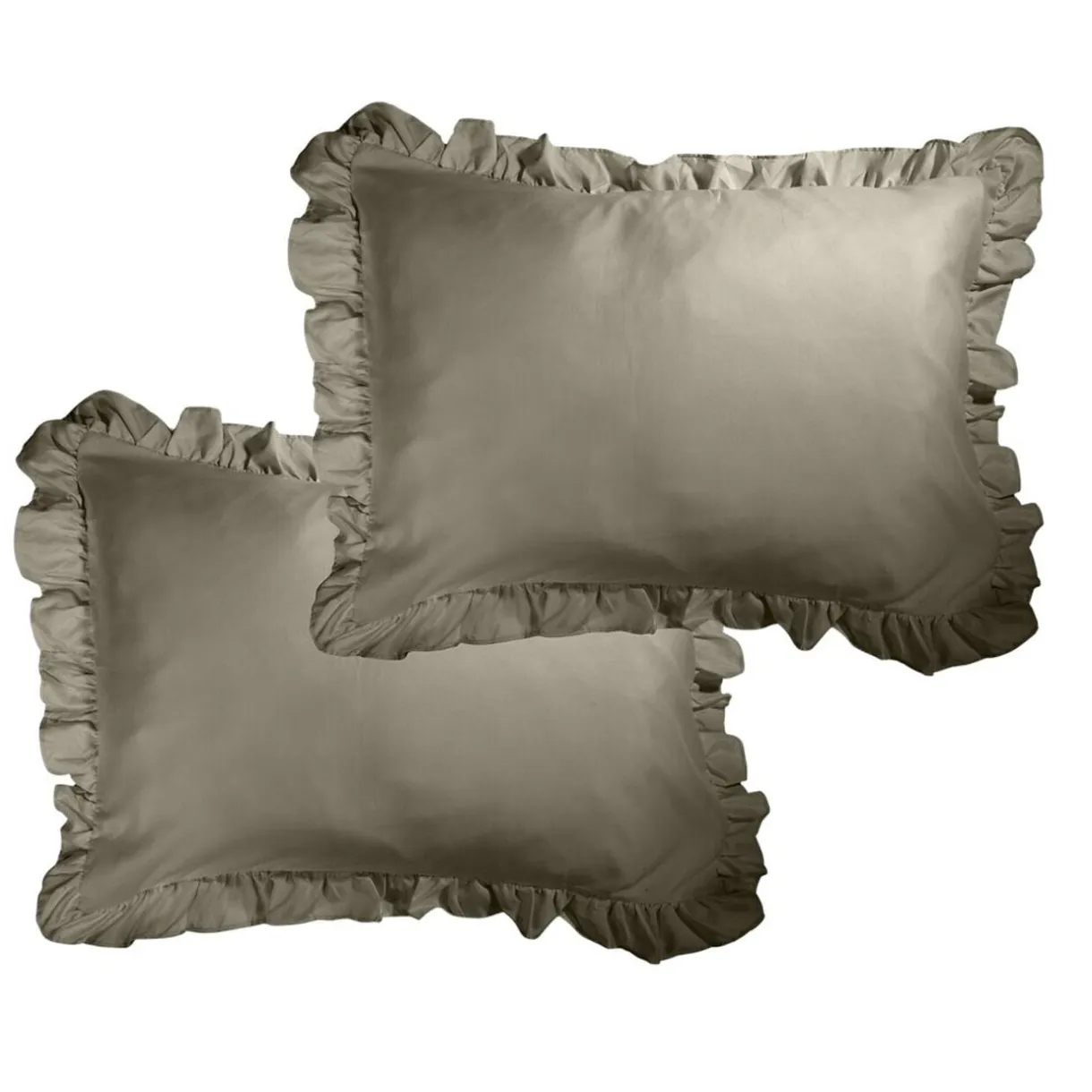 Taie d'oreiller rectangulaire satinée unie à volants 50x70cm (3 modèles) < Gifi New