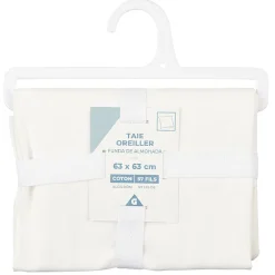 Taie d'oreiller sac en coton blanc 63x63 cm < Gifi