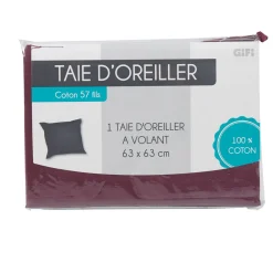 Taie d'oreiller à volant violet 63x63 cm