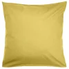 Taie d'oreiller 63x63cm 100% coton finition droite jaune moutarde
