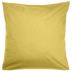 Taie d'oreiller 63x63cm 100% coton finition droite jaune moutarde