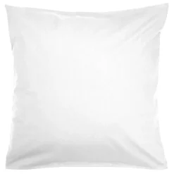 Taie d'oreiller 63x63cm 100% coton percale finition droite blanc