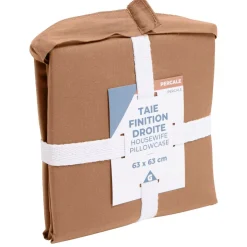 Taie d'oreiller 63x63cm 100% coton percale finition droite rouge < Gifi Online