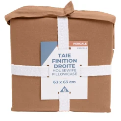 Taie d'oreiller 63x63cm 100% coton percale finition droite rouge < Gifi Online