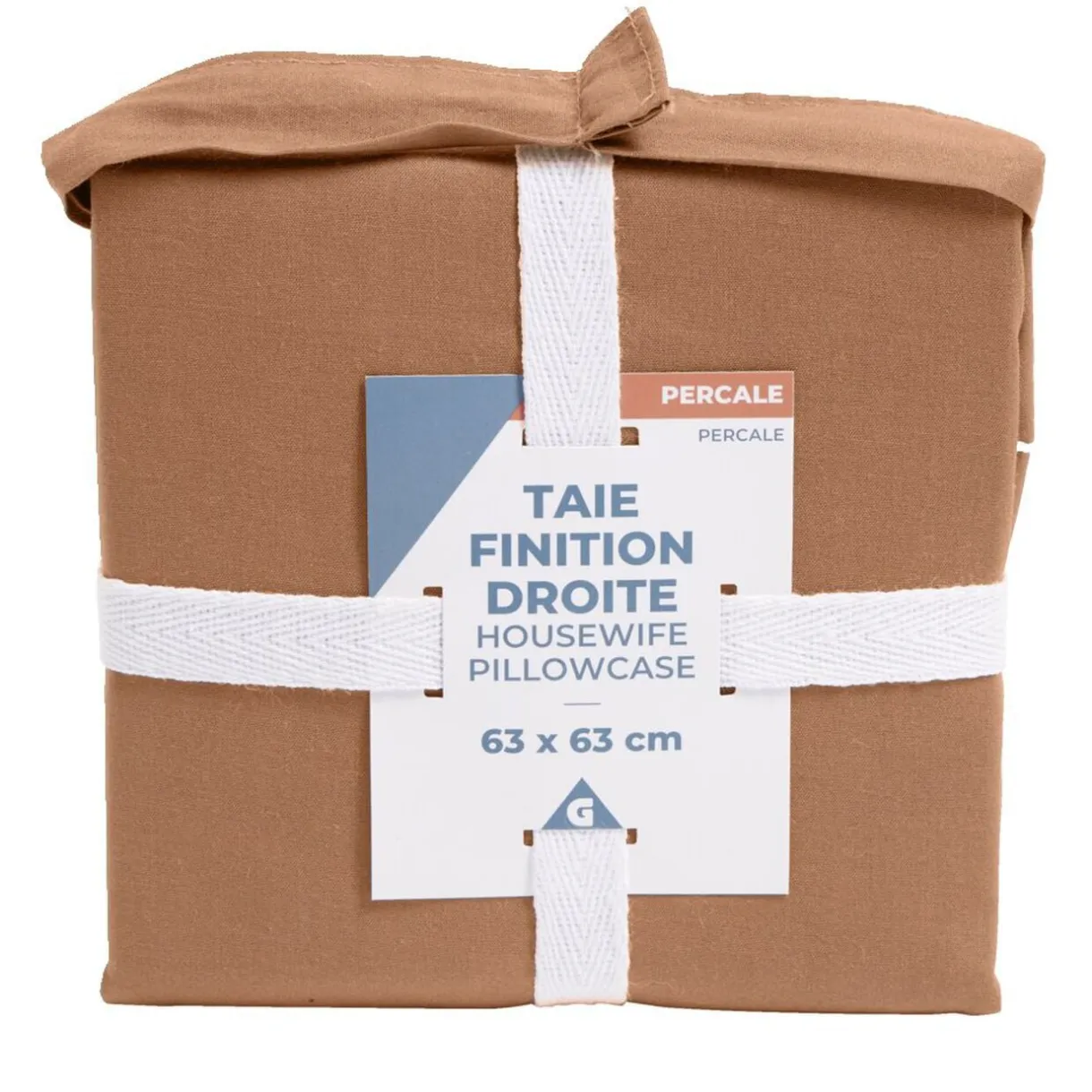 Taie d'oreiller 63x63cm 100% coton percale finition droite rouge < Gifi Online