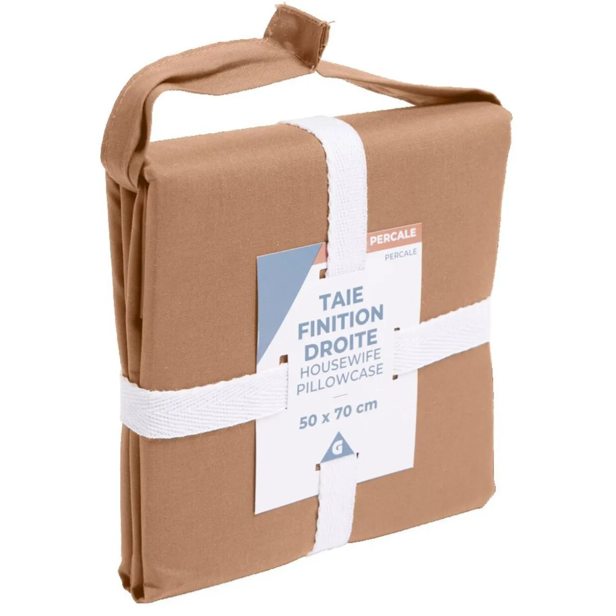 Taie d'oreiller 50x70cm 100% coton percale finition droite rouge