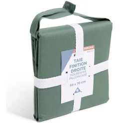 Taie d'oreiller 50x70cm 100% coton percale finition droite vert < Gifi Discount