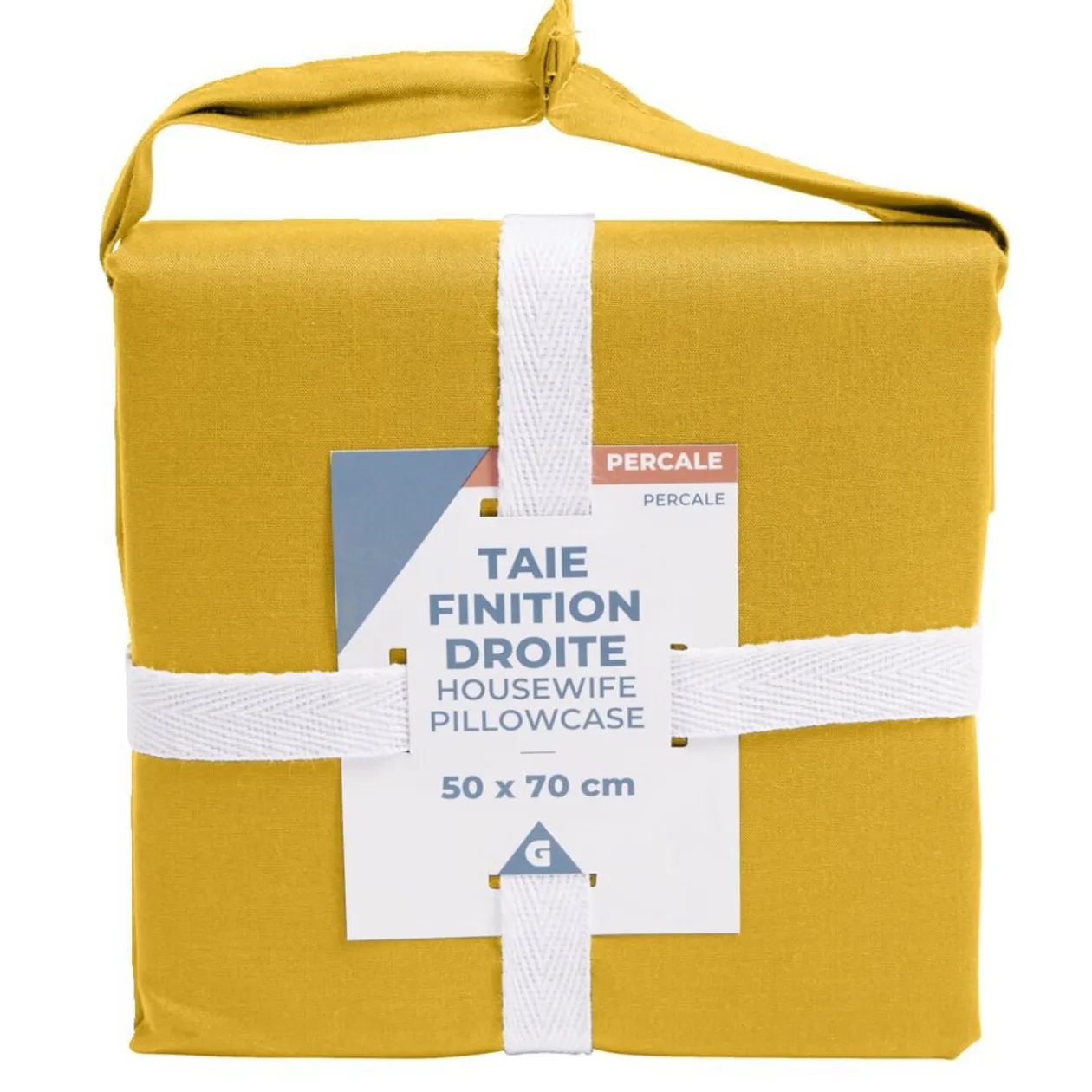 Taie d'oreiller 50x70cm 100% coton percale finition droite marron