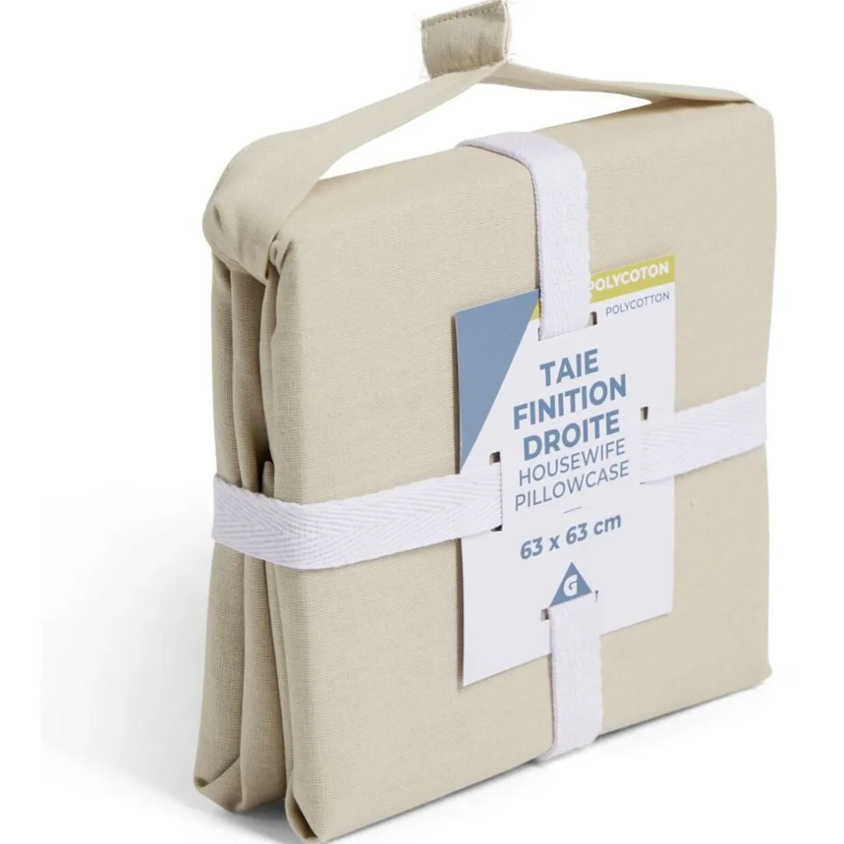 Taie d'oreiller 63x63cm polycoton finition droite beige < Gifi Online