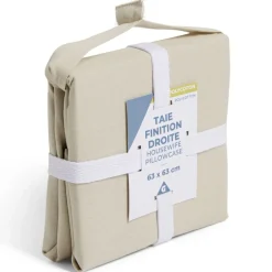 Taie d'oreiller 63x63cm polycoton finition droite beige < Gifi Online