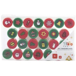 Tampon encreur thème Noël Rouge et Vert x26