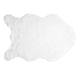 Tapis blanc fourrure forme peau de bête 150x100cm