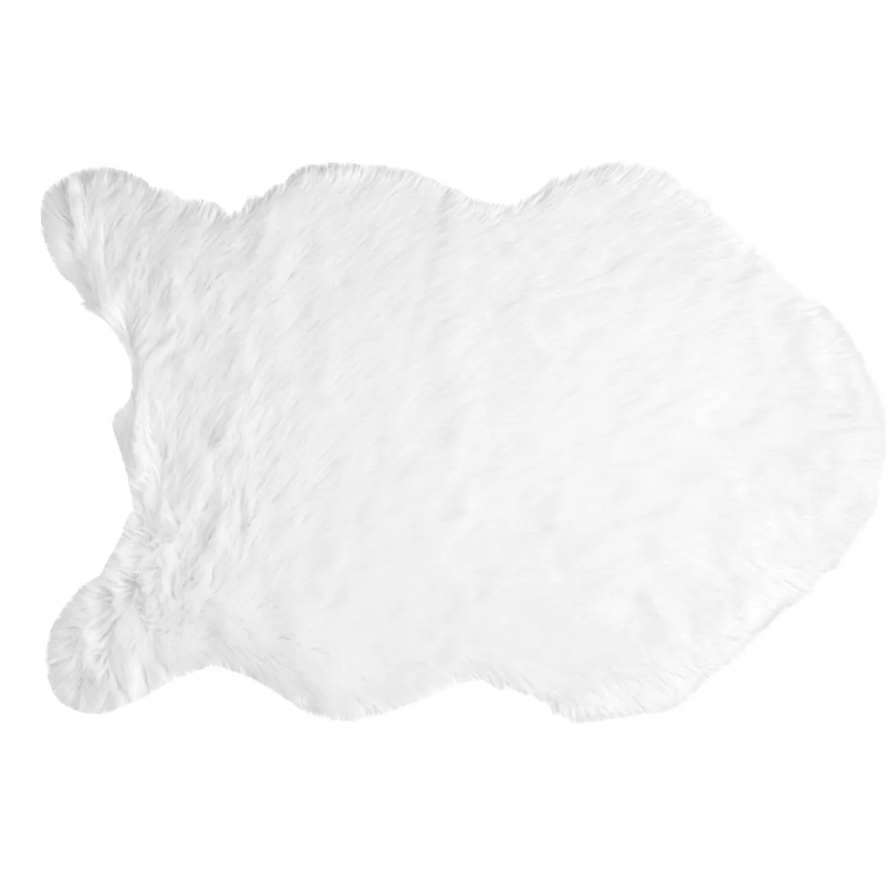 Tapis blanc fourrure forme peau de bête 150x100cm