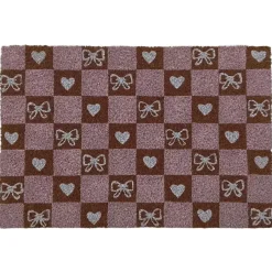 Tapis coco rectangulaire Sweet Home rose et marron 40x60cm (2 modèles)