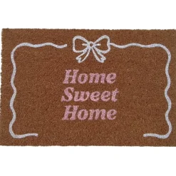 Tapis coco rectangulaire Sweet Home rose et marron 40x60cm (2 modèles)