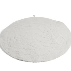 Tapis de bain motif feuilles rond Ø70cm coton beige < Gifi