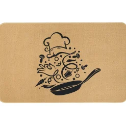 Tapis de cuisine effet lin motif cuisine 80x50 cm < Gifi New