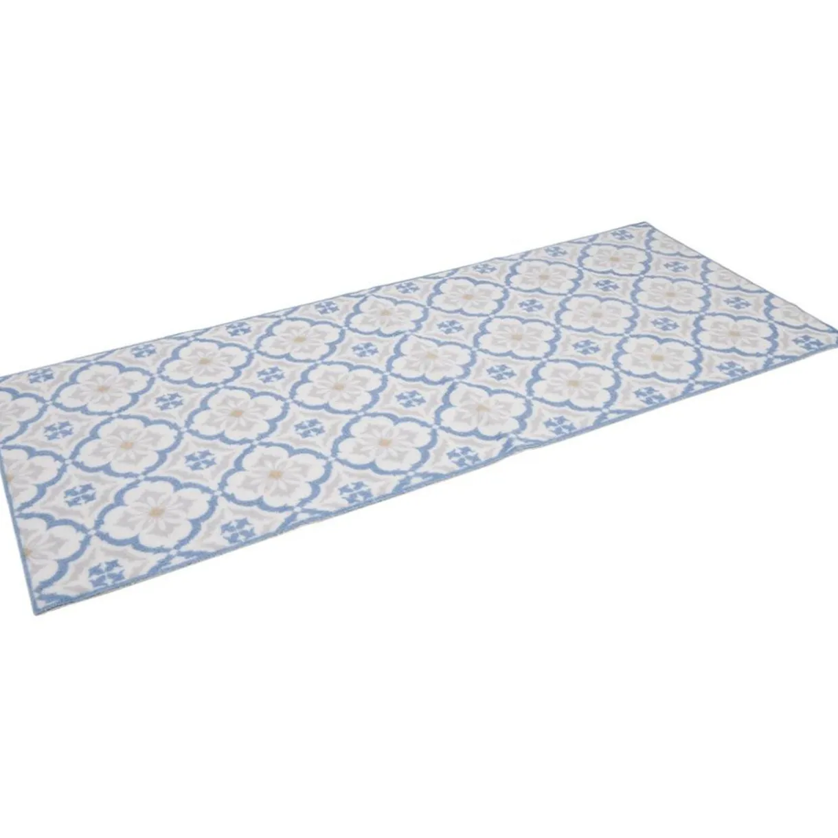 Tapis de cuisine imprimé carreau de ciment bleu et blanc 120x50cm < Gifi Discount