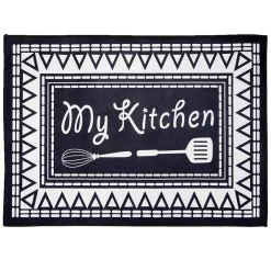 Tapis de cuisine My Kitchen noir et blanc 50x70cm