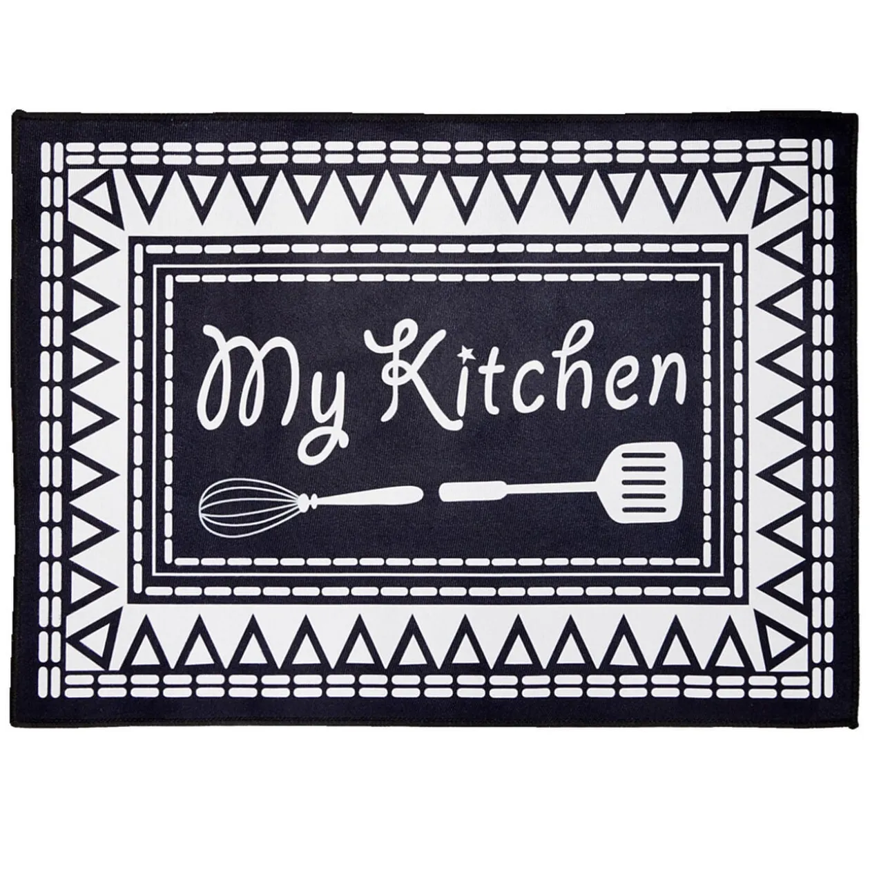 Tapis de cuisine My Kitchen noir et blanc 50x70cm