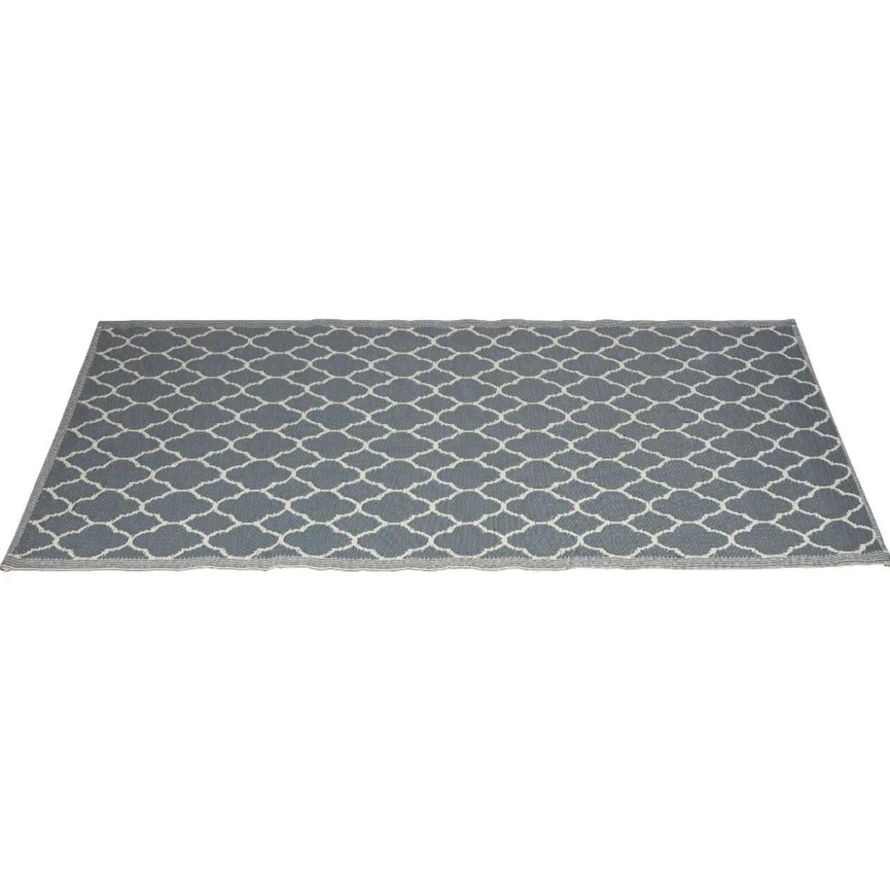 Tapis de jardin India motif chevron gris et blanc