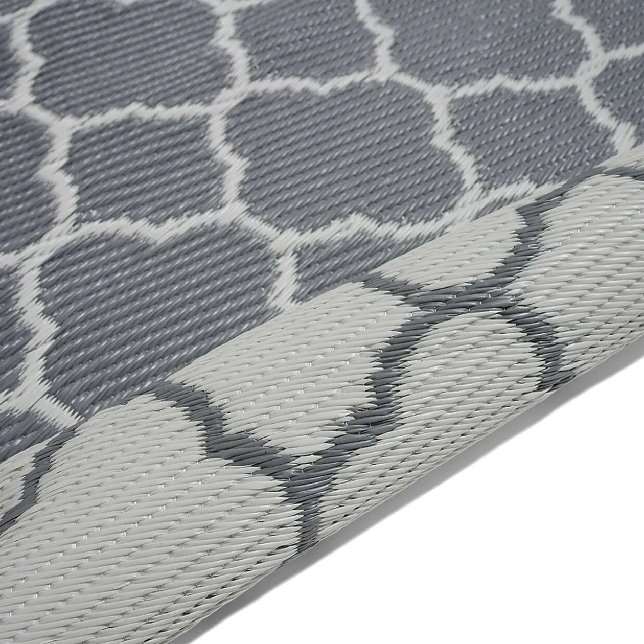 Tapis de jardin India motif chevron gris et blanc