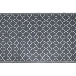 Tapis de jardin rectangulaire treillis marocain India gris et blanc 120x180cm