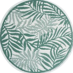 Tapis de jardin rond India feuillage exotique vert et blanc Ø100cm < Gifi Hot