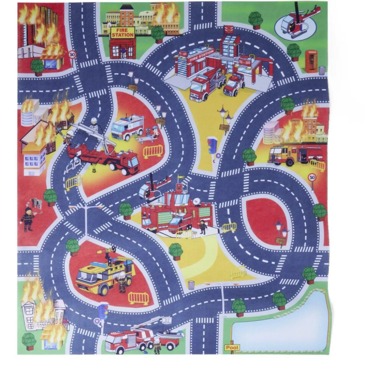 Tapis de jeu avec 4 voitures et 5 accessoires 70x80cm