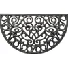Tapis d'entrée caoutchouc forme demi-lune style fer forgé 45x75cm