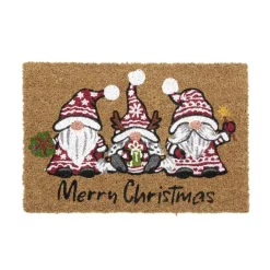 Tapis d'entrée Noël rectangulaire coco motifs nains de jardin 40x60cm < Gifi Discount